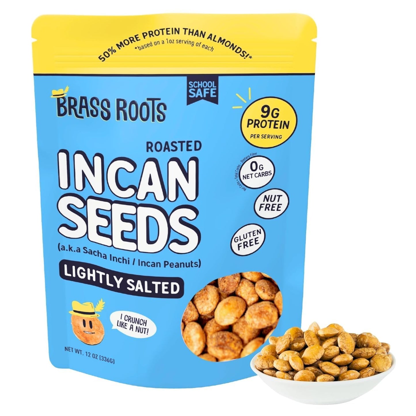 Brass Roots Organic Roasted Sacha Inchi Seeds Lightly Salted  Keto Paleo Allergen Free Low Fodmap 12 oz Pack of 1 Seen on Shark Tank