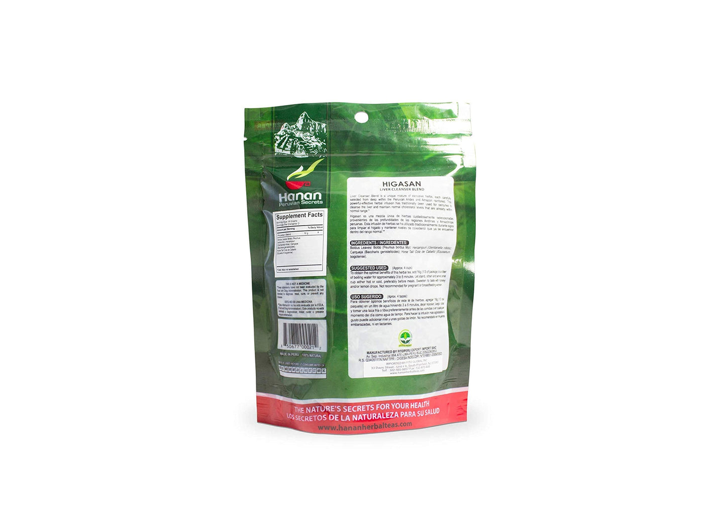 Hanan Peruvian Secrets Higasan Herbal Tea | 100% Natural Liver Cleanser | 1.76oz / 50g | Naturally Aids in Cleansing the Liver and Maintaining Healthy Cholesterol Levels - 6 Pack