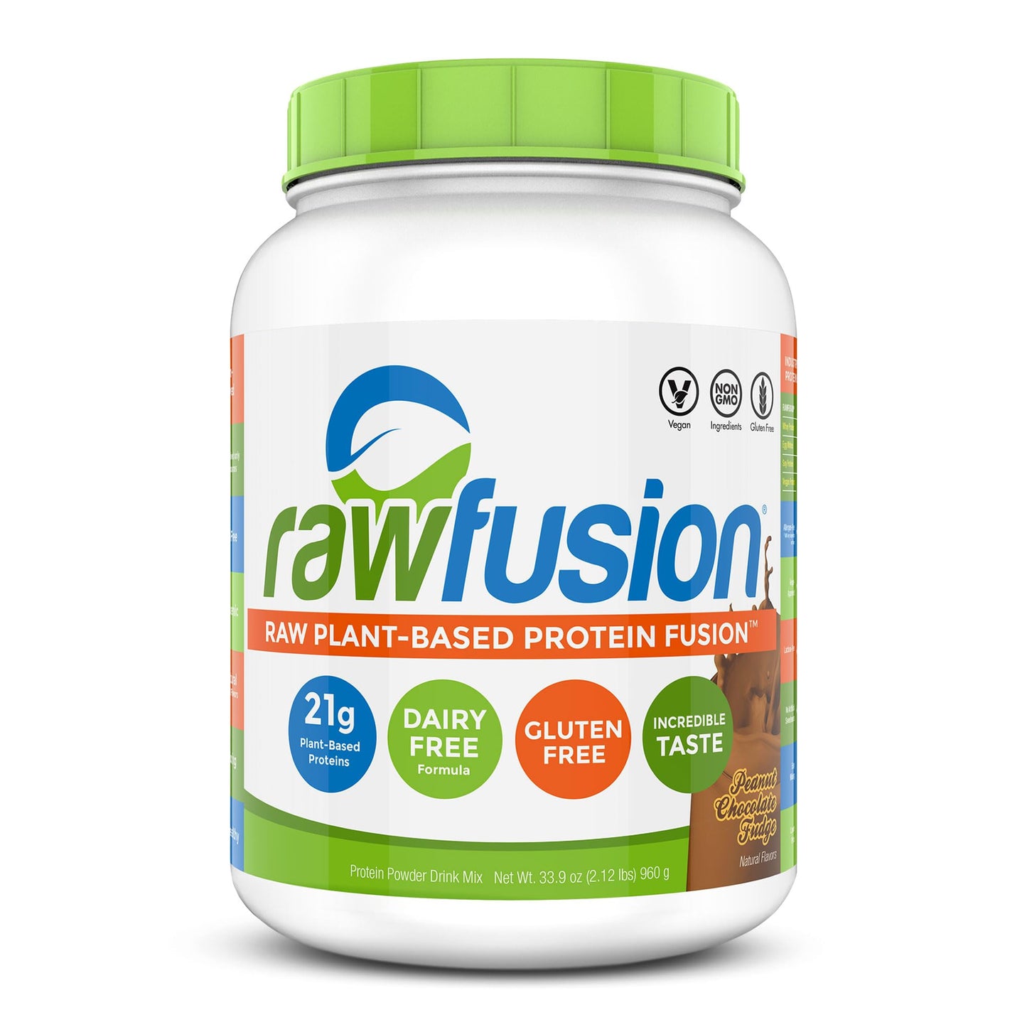 SAN Nutrition RawFusion Plant Protein Powder, Peanut Chocolate Fudge, 32.9 Ounce, Pack of 1
