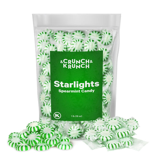 Starlight Spearmint Individually Wrapped Candy  Sweets for On the Go Refreshment Starlight Mints Bulk Individually Wrapped Spearmint Candy for Office Hard Candy Starlight Mints for Cool Breath 1lb