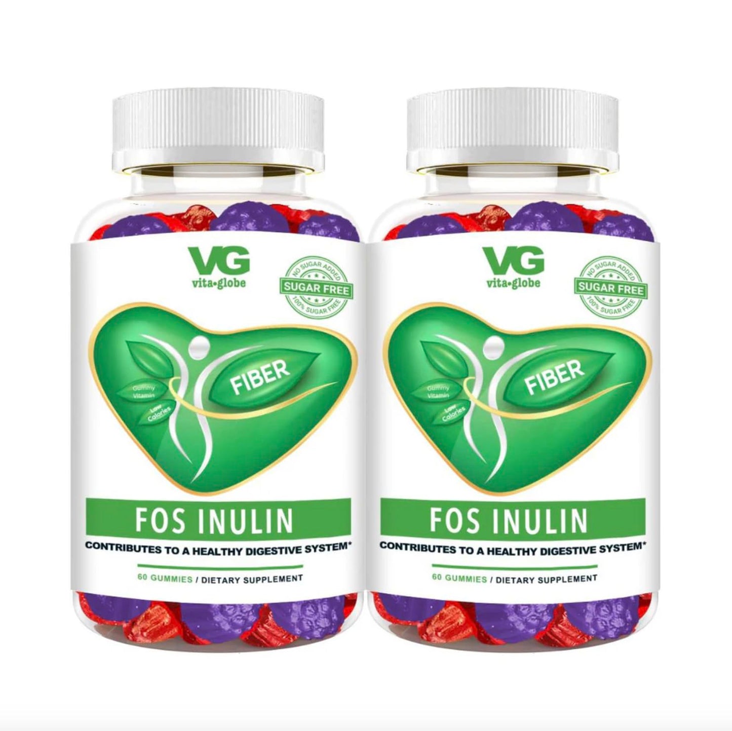 VitaGlobe FOS Prebiotic 2.5g Gummy Vitamin, 120 Count (Pack of 2)