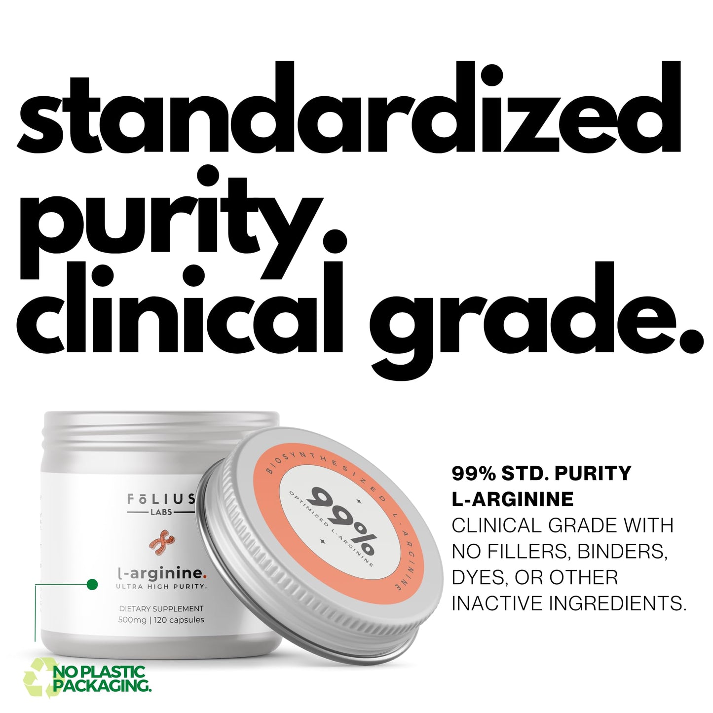 FOLIUS LABS L-Arginine 1000mg Supplement for Men and Women - Supports Nitric Oxide Production - Supports Blood Circulation - Pre Workout Amino Acid Supplement (120 Capsules)