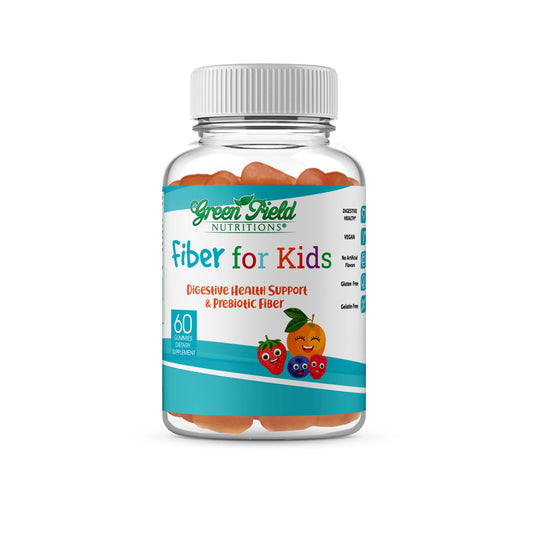 Greenfield Nutritions: Halal Fiber Gummies for Kids from Prebiotic Soluble Chicory for Digestive & Gut Support, Immune Support, Non-GMO, Gelatin Free, Gluten Free 60 Counts, Halal Kids Vitamins