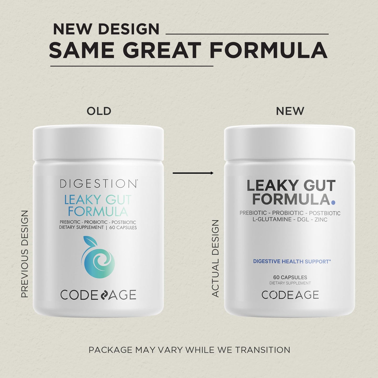 Codeage Leaky Gut Supplement, L-Glutamine, N-Acetylglucosamine, Probiotic, Butyric Acid, Polyphenols, Quercetin, DGL, Marshmallow Root, Berberine, BioPerine, Cinnamon, Vegan, Non-GMO, 60 Capsules