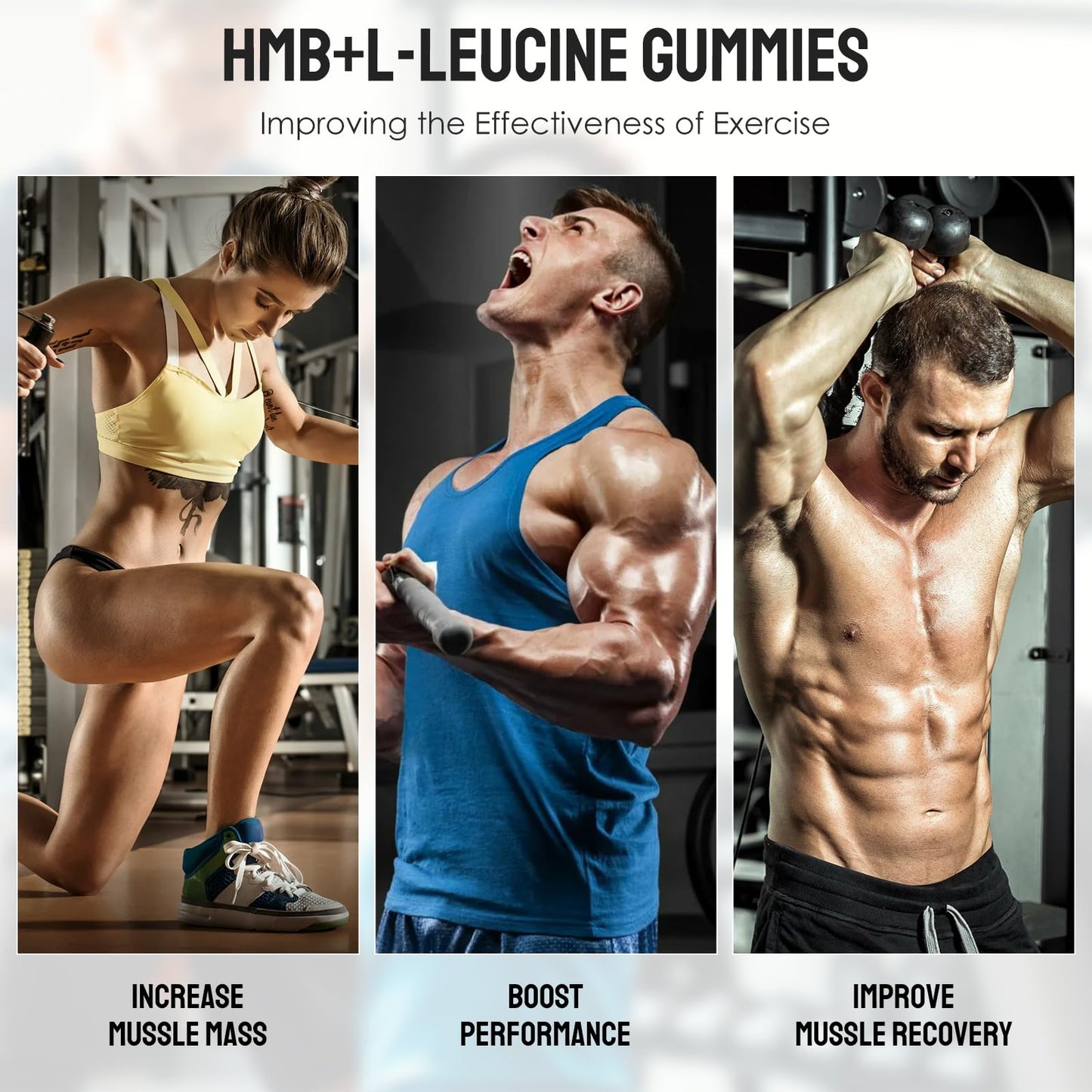 Liqherb HMB and Leucine Supplements 3000mg, HMB L-Leucine Gummies for Adults, Muscle Recovery, Increase, Improve Endurance, Non GMO, Vegan,Gluten Free, 120