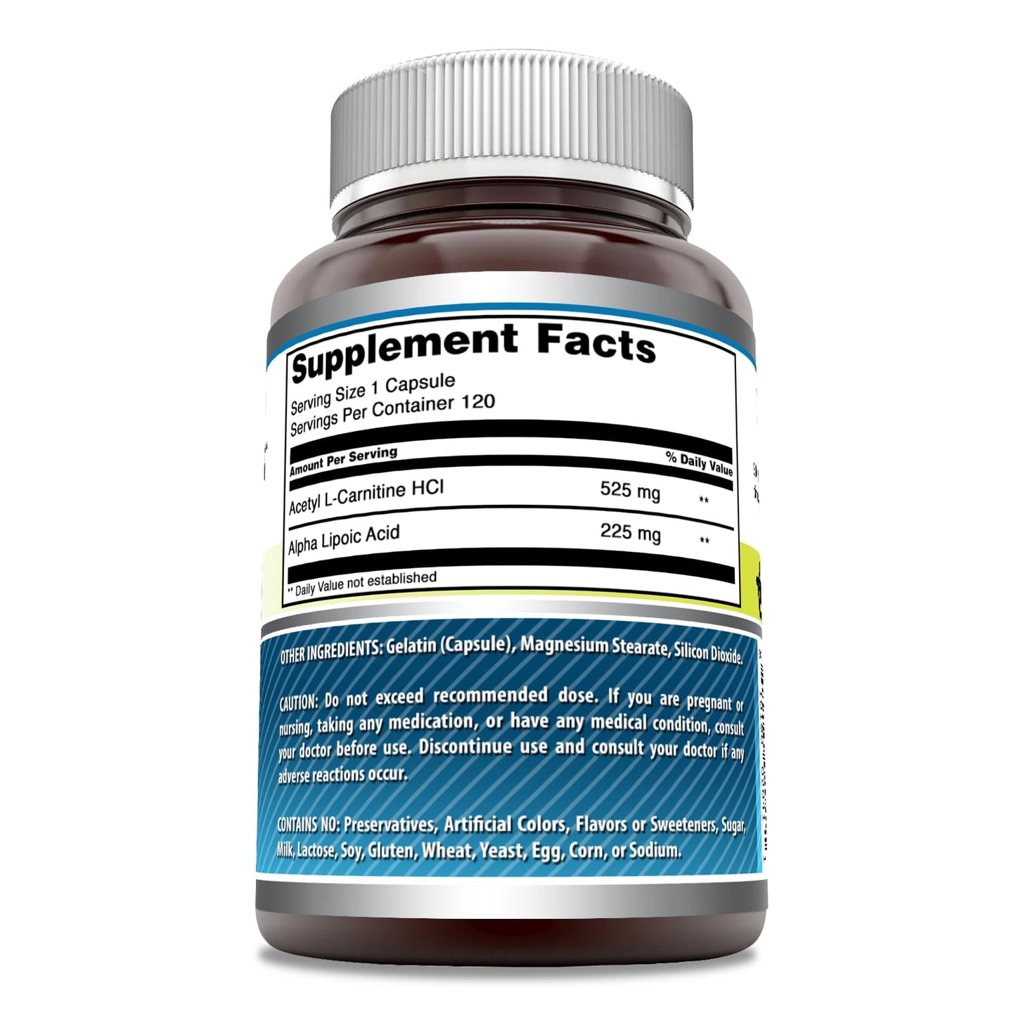 Amazing Formulas ALA/ALC (Alpha Lipoic Acid/Acetyl L-Carnitine) Supplement | 750 Mg Per Serving | 120 Capsules | Non-GMO | Gluten-Free | Made in USA