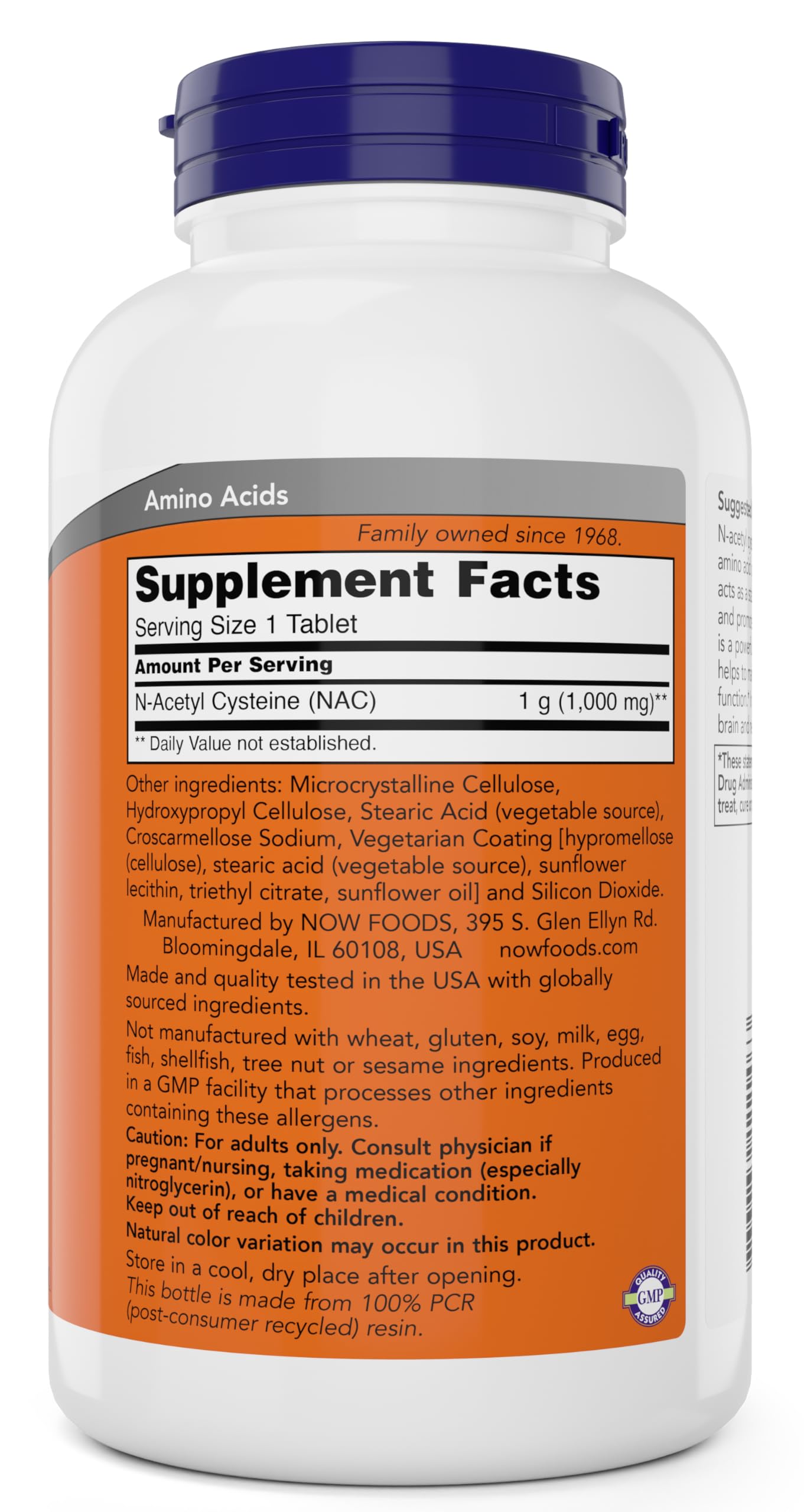 NOW Foods NAC 1,000 mg, 250 Tablets (Pack of 2), N-Acetyl-Cysteine Supplement, 1000mg (1 gram) per Tablet - Vegetarian, Non-GMO