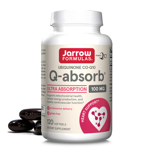 Jarrow Formulas Q-absorb Co-Q10 100 mg, Dietary Supplement, Antioxidant Support for Mitochondrial Health, Cellular Energy Production and Cardiovascular Health, 120 Softgels, 120 Day Supply