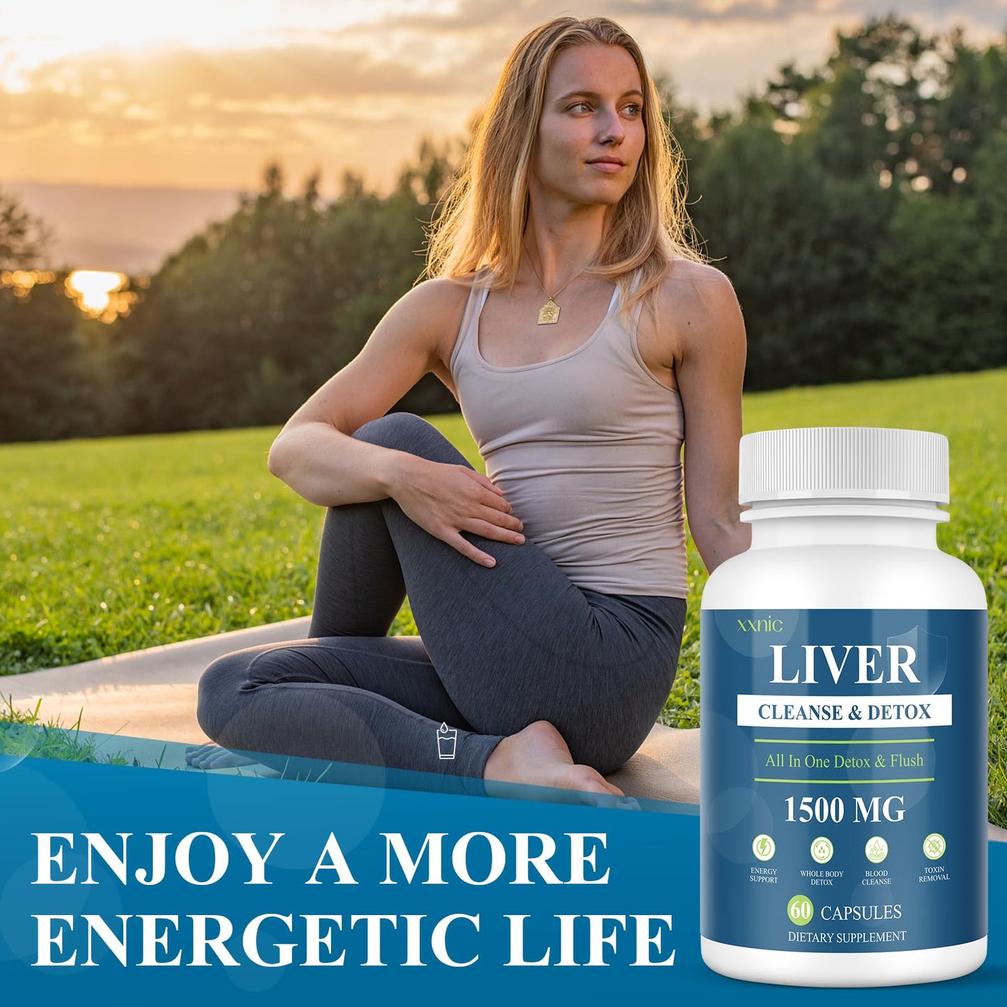 xxnic 120 Capsules (60Caps * 2) Liver Cleanse and Detox & Repair, 1500 MG Liver Detox Cleanse Supplement, Natural Herbal Formula for Liver Health, Fast Toxins Removal
