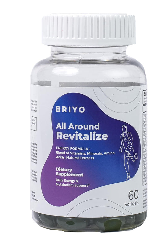 Briyo Revitalize - Energy Boost & Muscle Function Support: Enhances Energy Levels & Metabolism- Vitamins, Minerals, Green Tea, Turmeric Root, Amino Acids & More