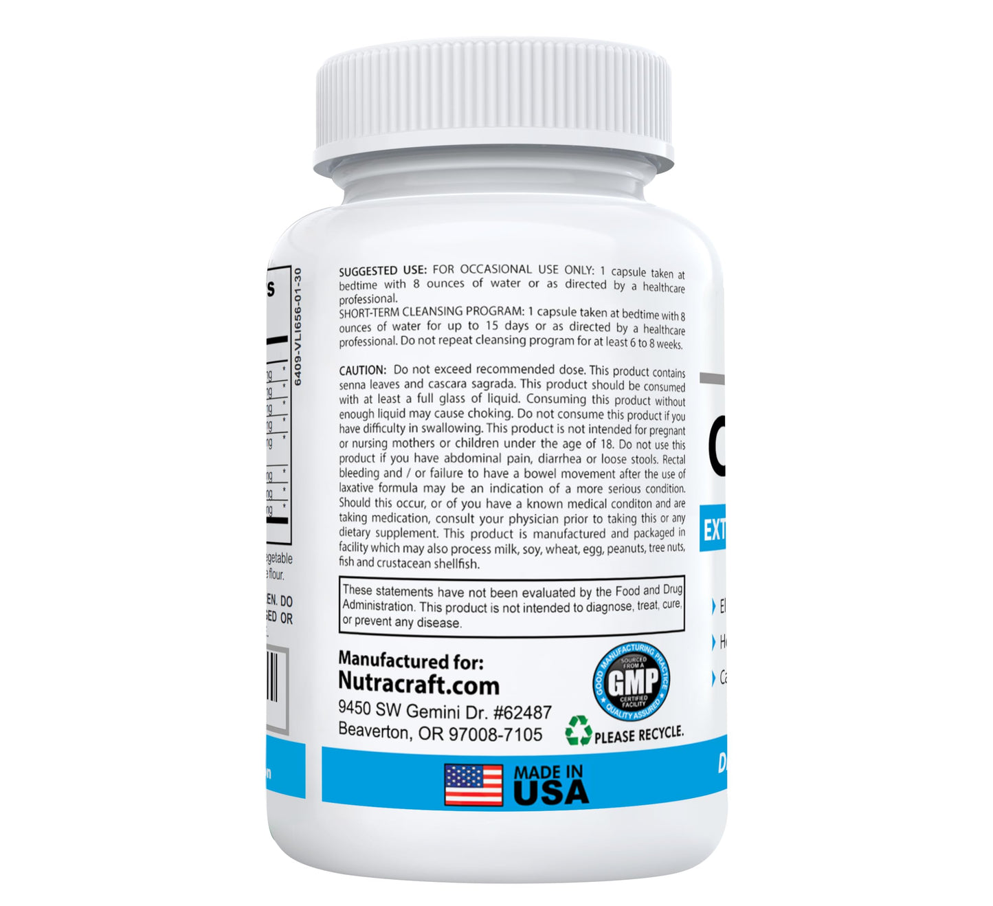Nutracraft ColonClean #1 Colon Detox and Constipation Relief | Senna, Cascara Sagrada, Psyllium, MCT, Aloe and Probiotics | 30 Capsules
