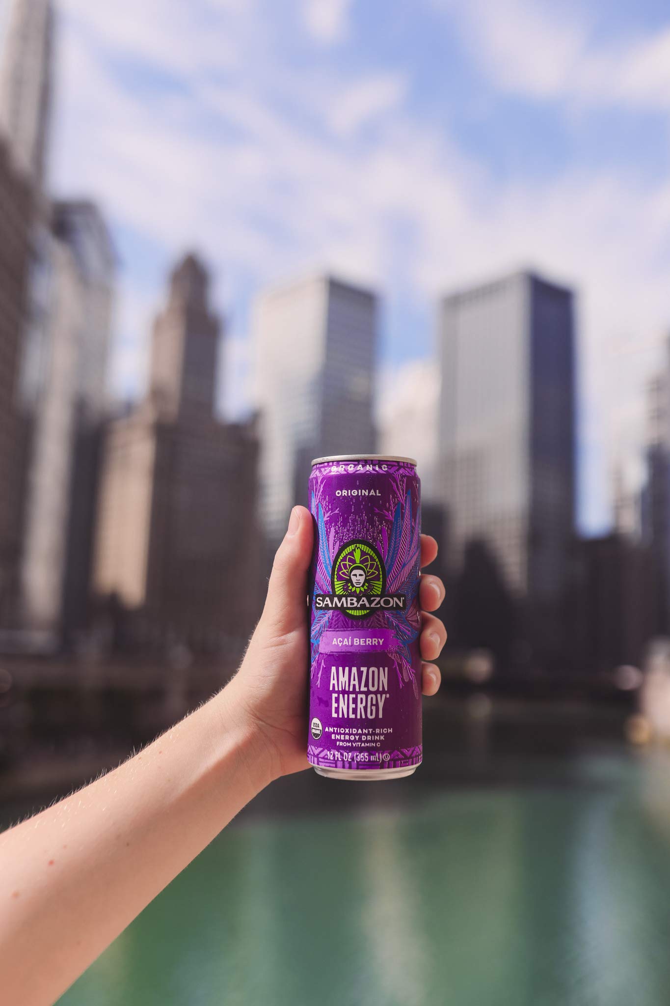 SAMBAZON Organic Sparkling Amazon Energy Drink Original Acai Berry Flavor 12 Ounce Pack of 12 Natural Caffeine Vitamin C Vegan NonGMO Kosher