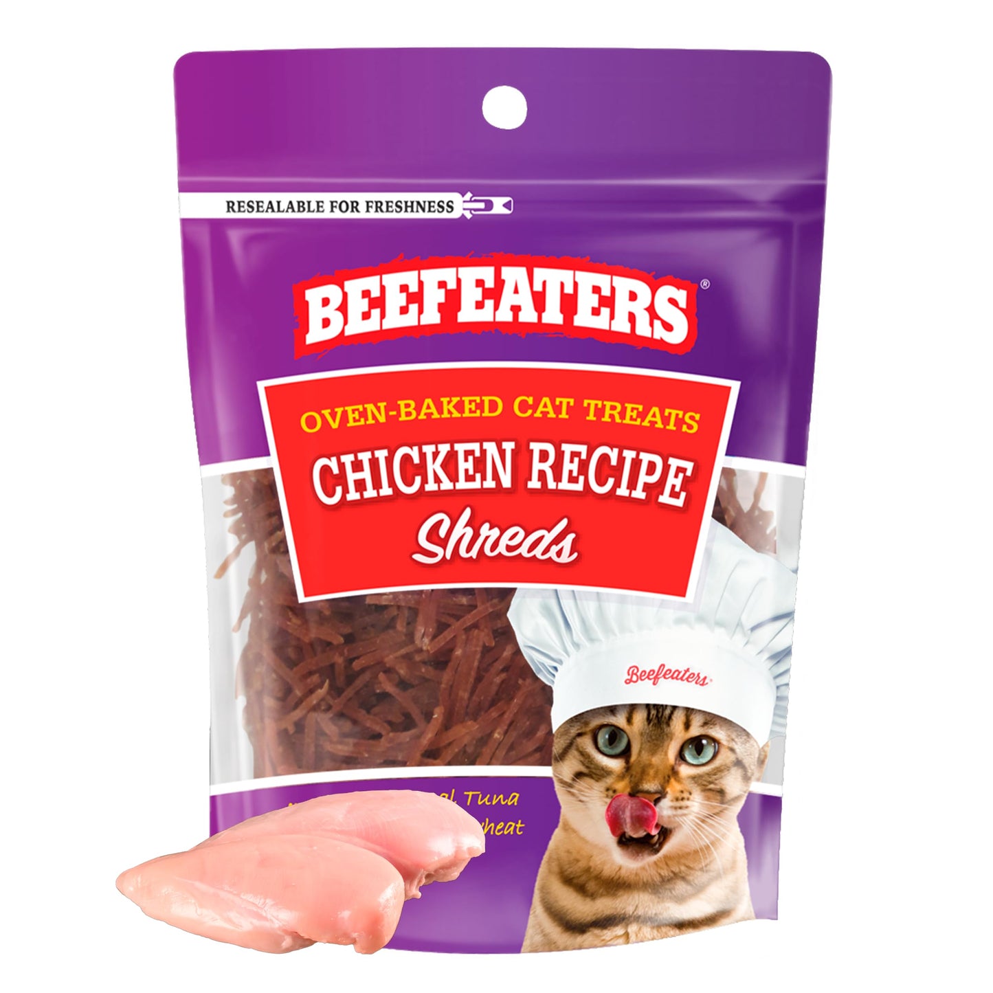 Beefeaters Cat Treat  Chicken Fillet Recipe Shreds 141oz Case of 12  Real Cat Food No SugarSoyCornWheat  High Protein  Taurine  Training Treats  No Artificial Additives