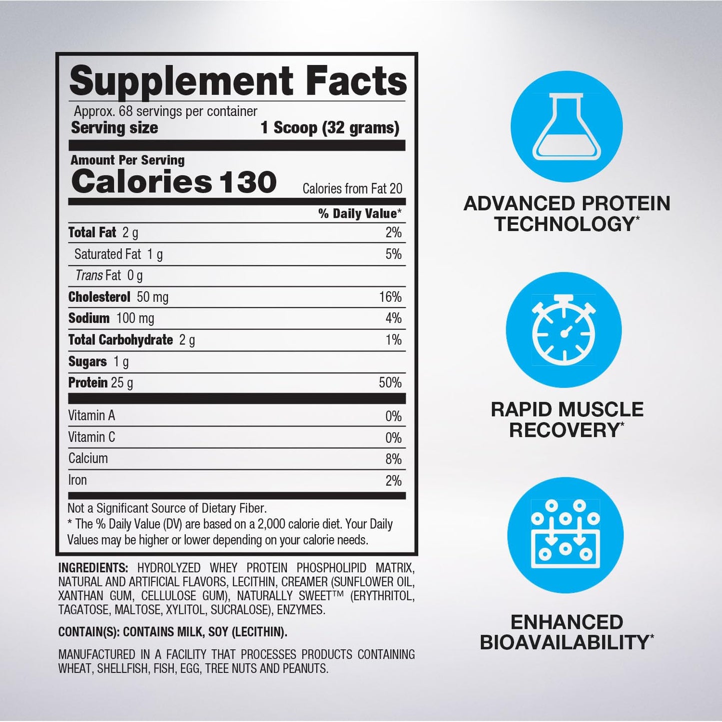 BPI Sports Hydro HD - 100% Hydrolyzed Whey Protein Powder - Muscle Growth, Recovery, 25g of Protein, Low Carb, Low Sugar, Fast Absorbing (68 Servings, Cinnamon Cereal)