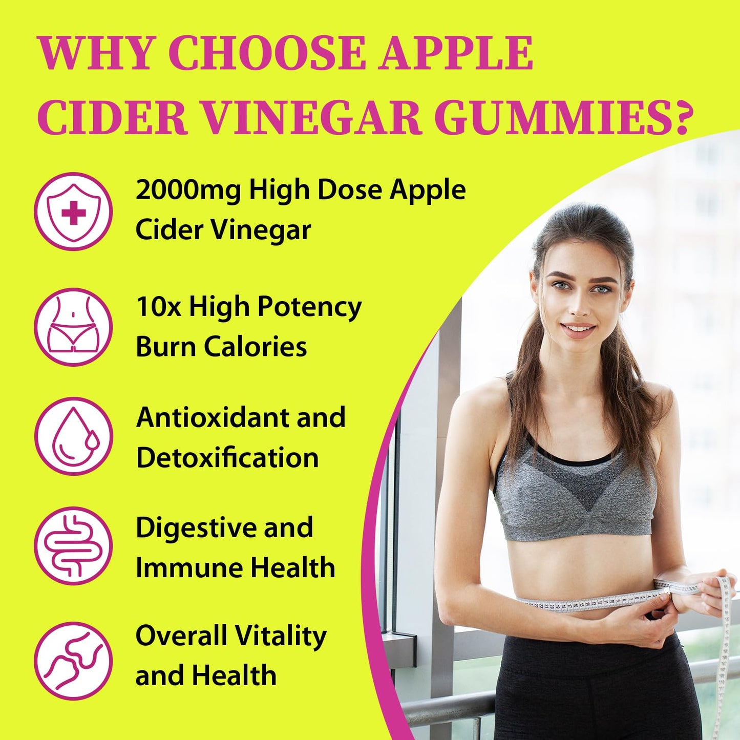 Apple Cider Vinegar Gummies, Keto ACV Gummies for Women and Men, Apple Cider Vinegar Supplement with Green Tea, B12, Probiotic for Detox Cleanse, Metabolism & Digestive Health, Vegan - 2 Months Supply