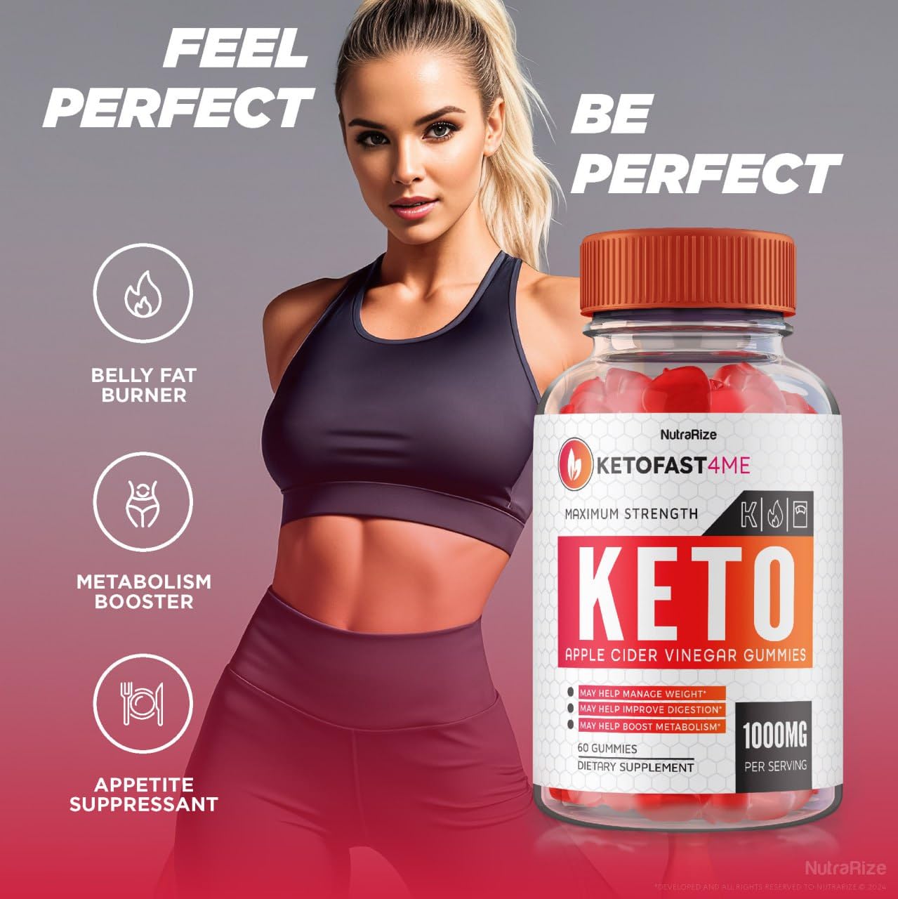 NutraRize (Pack of 2 KetoFast4ME ACV Gummies for Advanced Weight Loss, Maximum Strength Supplement, Keto Fast 4 ME Gomitas Gummy Reviews (120 Gummies)