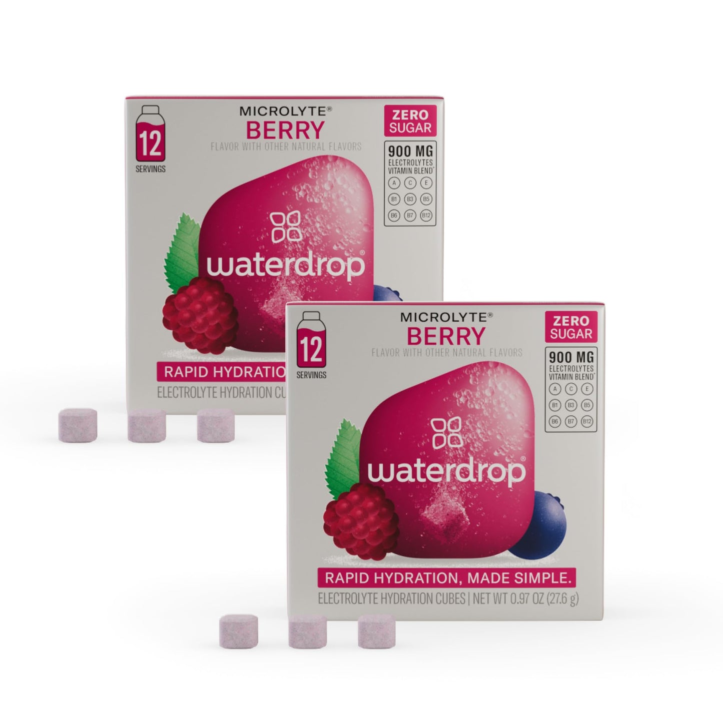 waterdrop Microlyte BERRY Electrolyte Hydration Tablets with 4 Electrolytes 9 Vitamins Zinc Sugar free Low Calories and Vegan Sportsdrink  24 Cubes