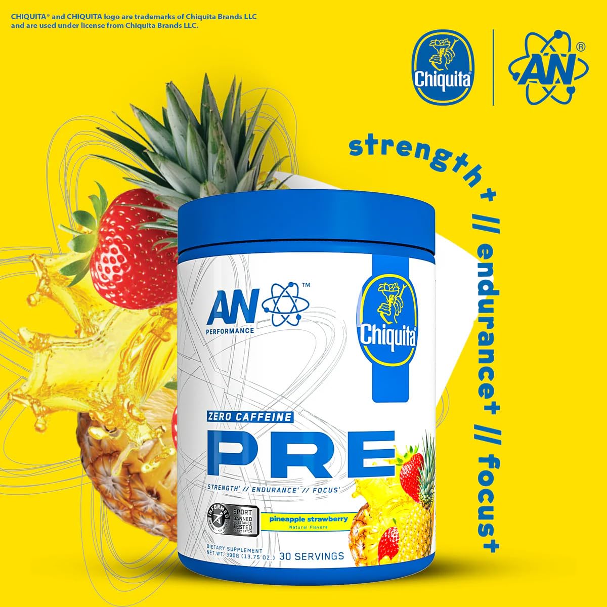 AN Performance Non-Stimulant Pre-Workout Supplement | Zero Caffeine Energy Drink Mix | Beta Alanine + Citrulline | Third-Party Tested | Informed Sport Certified | Strawberry Pineapple | 30 Servings