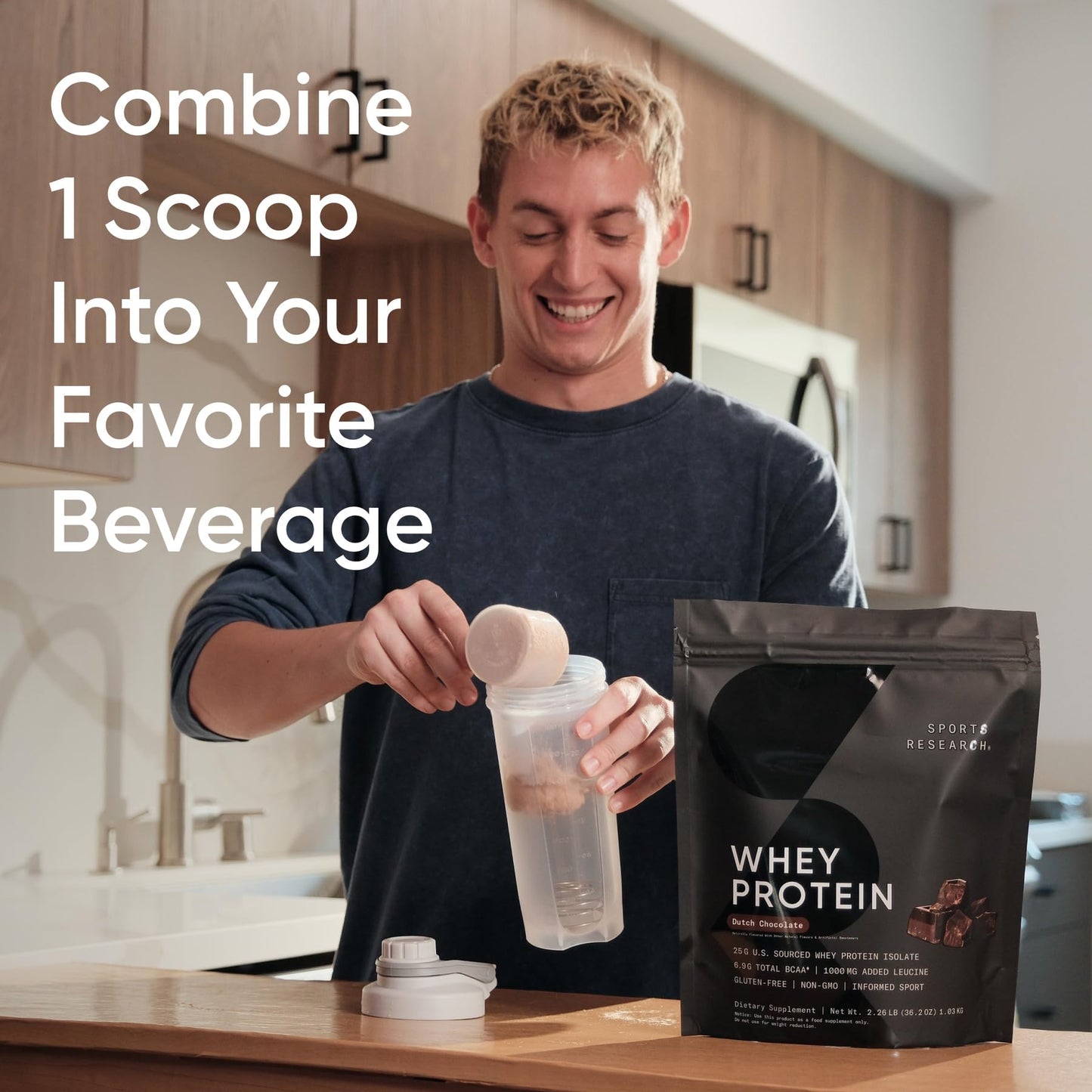 Sports Research Whey Protein - Sports Nutrition Whey Isolate Protein Powder for Lean Muscle Building & Workout Recovery - 5 lb Bag Bulk Protein Powder 25g per Serving - Dutch Chocolate, 56 Servings