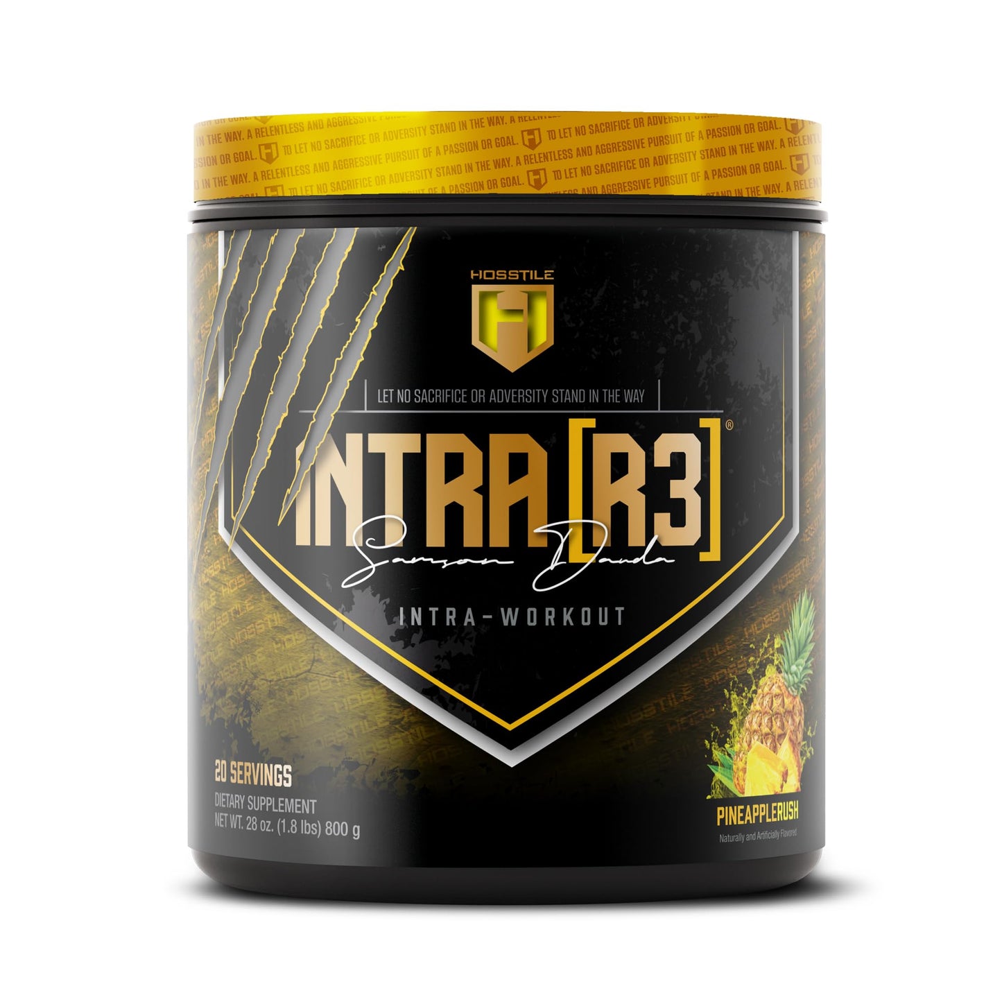 HOSSTILE Intra[R3] Intra Workout Powder, Intra Workout Carb, EAA & BCAA Drink, Enhance Energy & Endurance, Improve Muscle Recovery, Build Lean Muscle, Pineapple Rush, 20 Servings