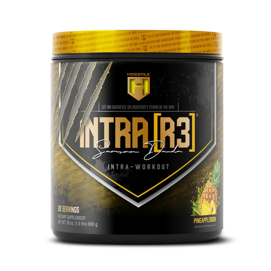 HOSSTILE Intra[R3] Intra Workout Powder, Intra Workout Carb, EAA & BCAA Drink, Enhance Energy & Endurance, Improve Muscle Recovery, Build Lean Muscle, Pineapple Rush, 20 Servings