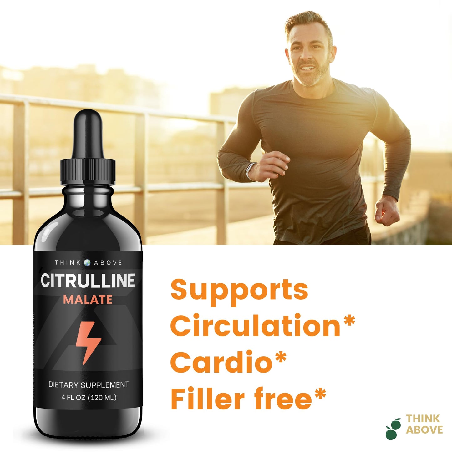 Think Above L-Citrulline DL-Malate 2:1 Liquid Drops - Fast Absorption - 250 mg Per Serving - Easy-to-Use Dropper - 30-Day Supply