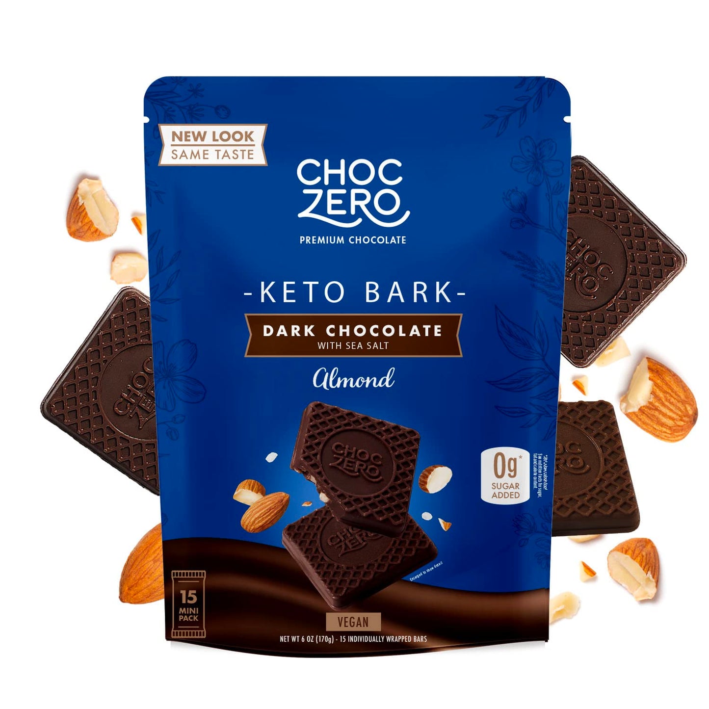 ChocZero Dark Chocolate with Almonds Sea Salt Keto Bark 6 Ounce Pack of 1