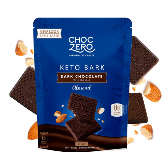 ChocZero Dark Chocolate with Almonds Sea Salt Keto Bark 6 Ounce Pack of 1