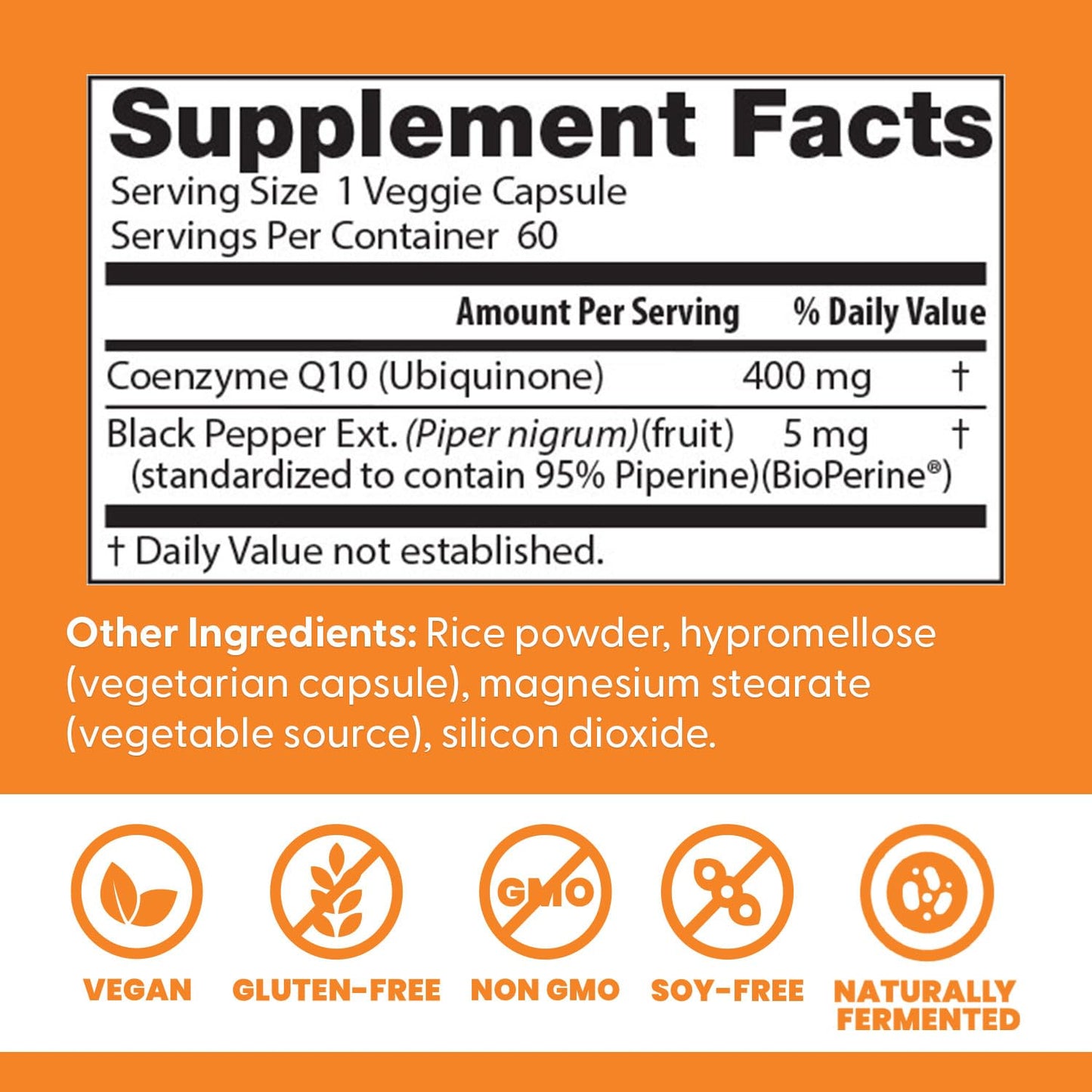 Doctors Best High Absorption CoQ10, Heart & Energy Support, USP Verified, Naturally Fermented CoQ10, Non-GMO, Gluten Free, Soy Free, Vegan 60 Veggie Caps