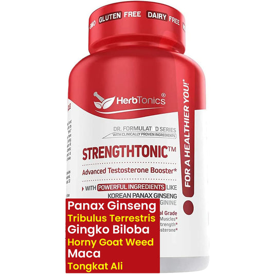 Herbtonics Testosterone Booster for Men Male Enhancing Pills - Enlargement Supplement Increase Size, Energy Strength & Stamina Enhancement Ginseng Pill & Tribulus Terrestris 60 Vegan Capsules