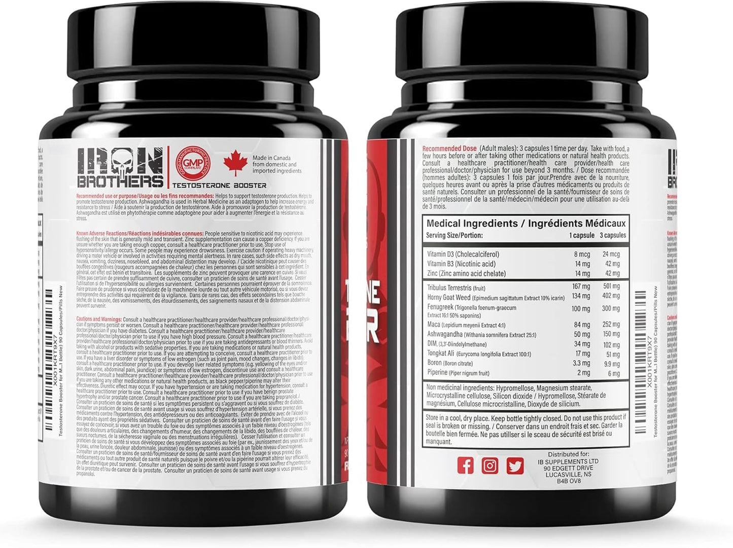 Iron Brothers Supplements Testosterone Booster for Men, 90 Capsules | Testosterone Supplements for Men to Enhance Muscle Growth | Estrogen Blocker | Promotes Fat Loss & Increase Performance - 30 Days