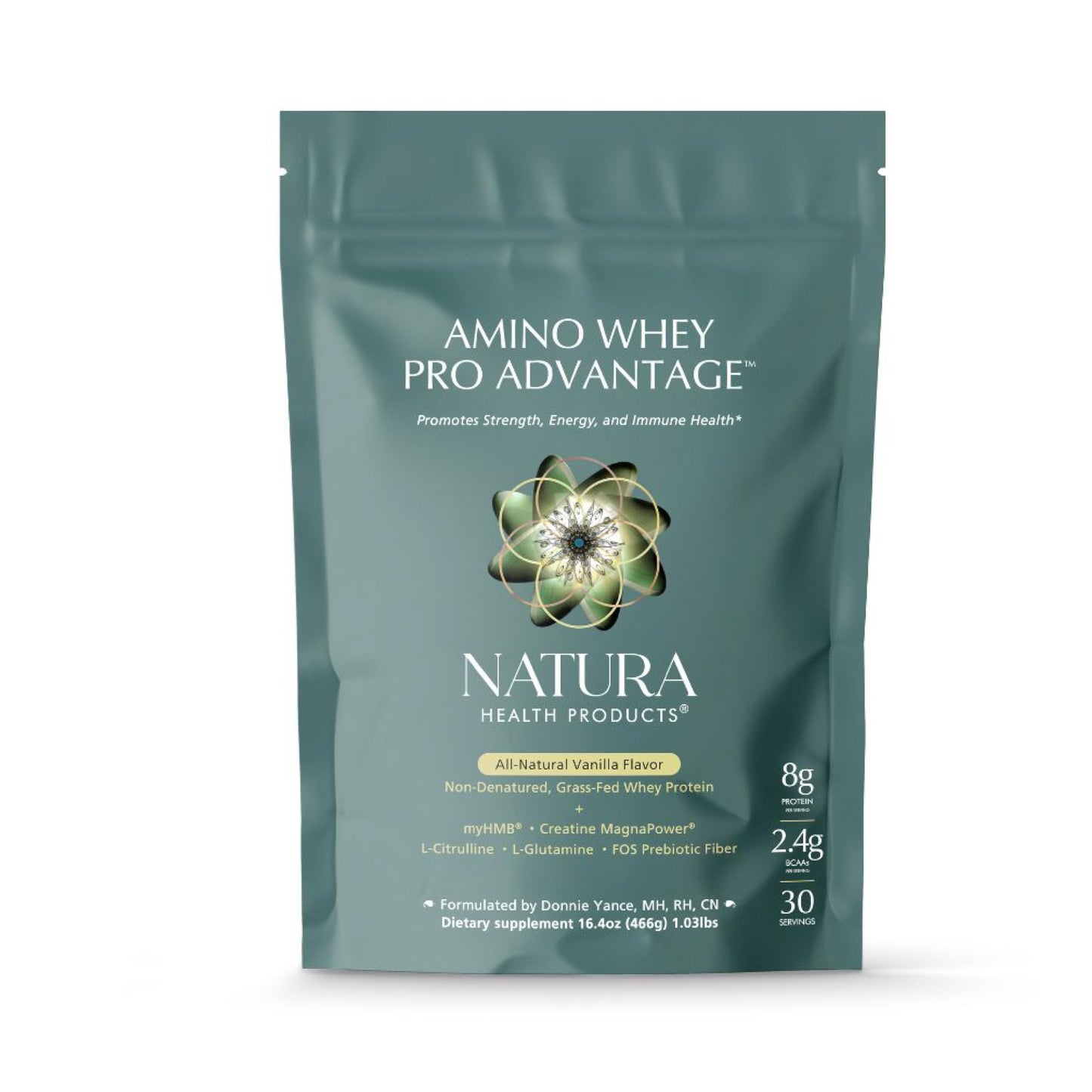 Natura Health Products Amino Whey Pro Advantage™ - Grass-Fed Whey Protein with HMB, Creatine, L-Glutamine. Clean Ingredients for Muscle Growth, Recovery (8 Grams of Protein per Scoop - 30 Servings)