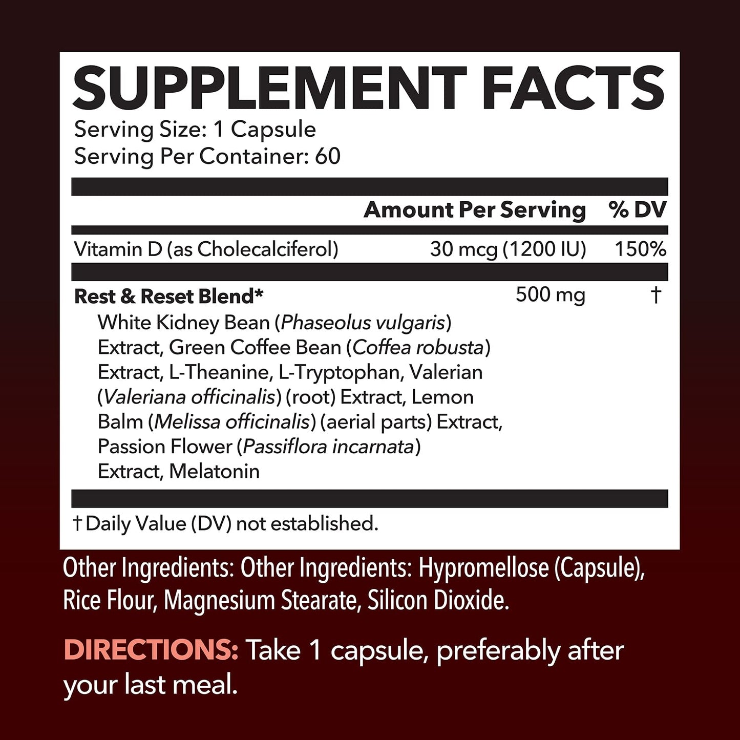 Night Time Fat Burner Capsules for Men and Women - Appetite Suppressant for Weight Loss with White Kidney Bean - 60 Count - Metabolism Booster with Melatonin for Sleep Support - 2-Month Supply