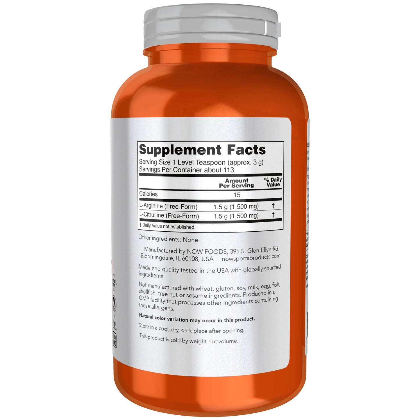 NOW Foods Sports Nutrition, Arginine & Citrulline Powder, 1:1 Ratio, Amino Acid, 12-Ounce