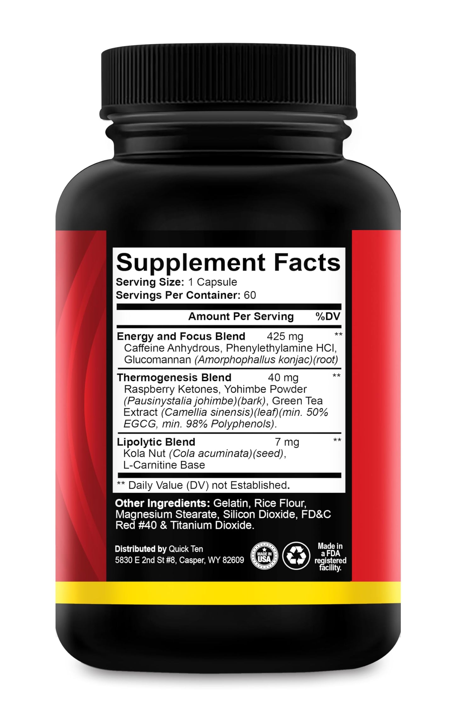Quick Ten - Ultra Powerful Diet Pills for Women and Men - Natural Metabolism Booster, Appetite Suppressant - Thermogenic Fat Burner - Energy and Focus Blend - Best Performing Weight Loss Supplement