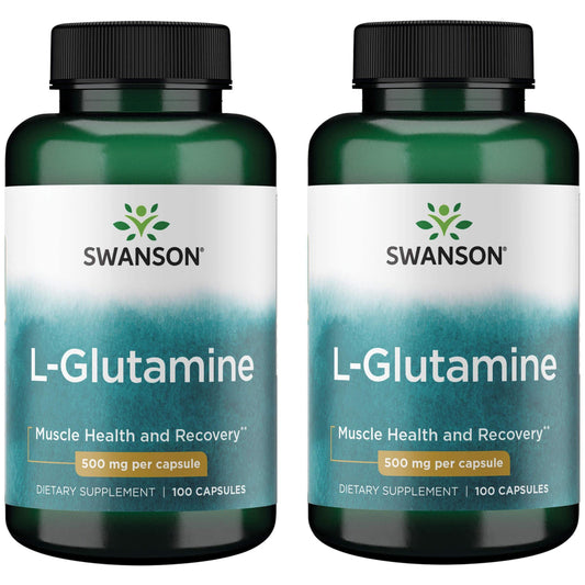 Swanson Amino Acid L-Glutamine 500 Milligrams 100 Capsules 2 Pack