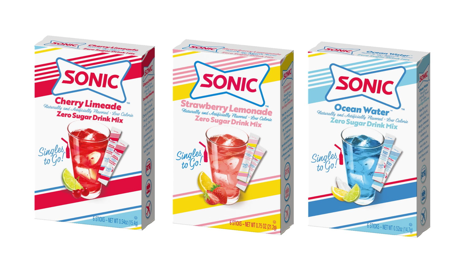 SINGLES TO GO Drink Mix Variety 12 Pack  3 Sonic Flavors 4 Jolly Flavors and 5 Starburst Flavors  Powdered Drink Mix  On the go Convenience