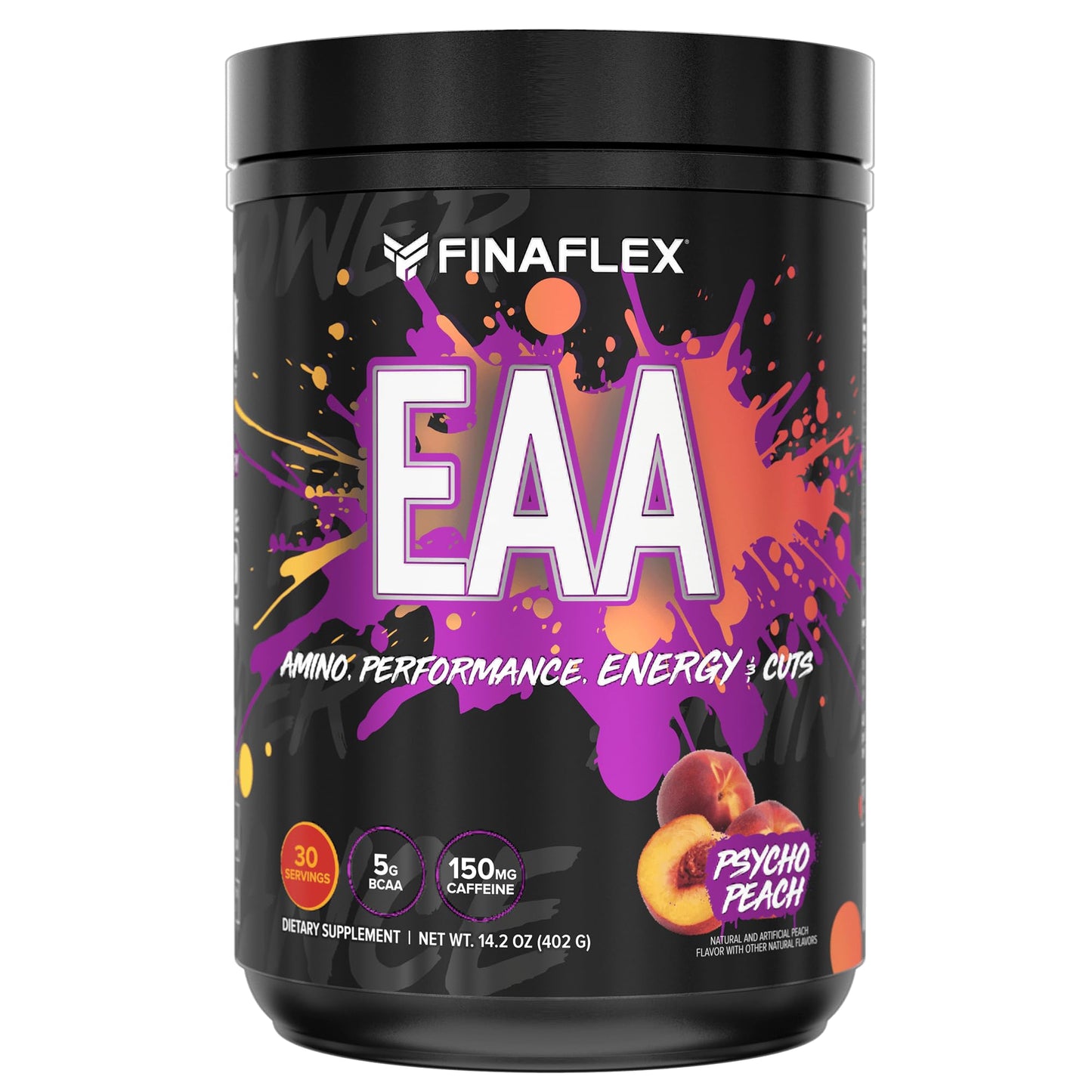 FINAFLEX EAA Hardcore, Psycho Peach - 14.2 oz - Promotes Performance, Energy & Cuts - with BCAAs, L-Glutamine, L-Arginine, Acetyl-L-Carnitine & Caffeine - 30 Servings