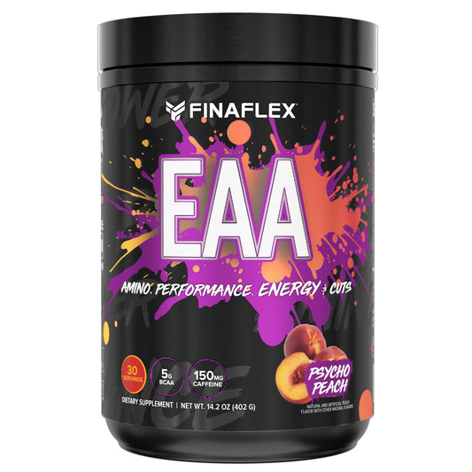 FINAFLEX EAA Hardcore, Psycho Peach - 14.2 oz - Promotes Performance, Energy & Cuts - with BCAAs, L-Glutamine, L-Arginine, Acetyl-L-Carnitine & Caffeine - 30 Servings