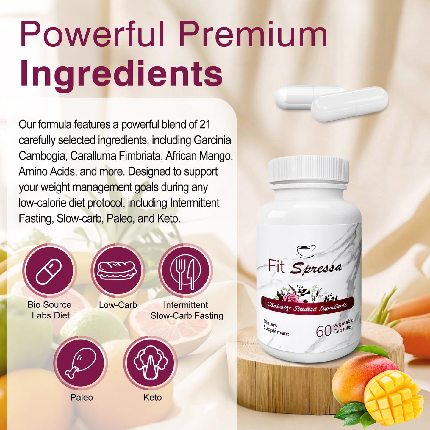 NutriSlim Capsules, Pure Coffee Extract, Aids Healthy Weight Control, Clinically Tested Ingredients, Advanced Slimming Formula, 60 Herbal Capsules - 1 Bottle