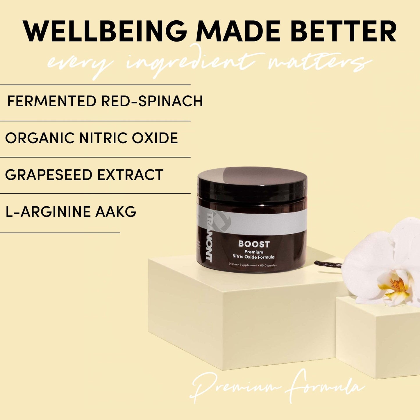 Tranont Boost - Advanced Nitric Oxide Supplements for Women & Men. Peak Performance, Energy, & Focus - Nitric Oxide, L-Arginine, Antioxidants for Improved Mental Clarity & Strong Muscles - 60 Capsules