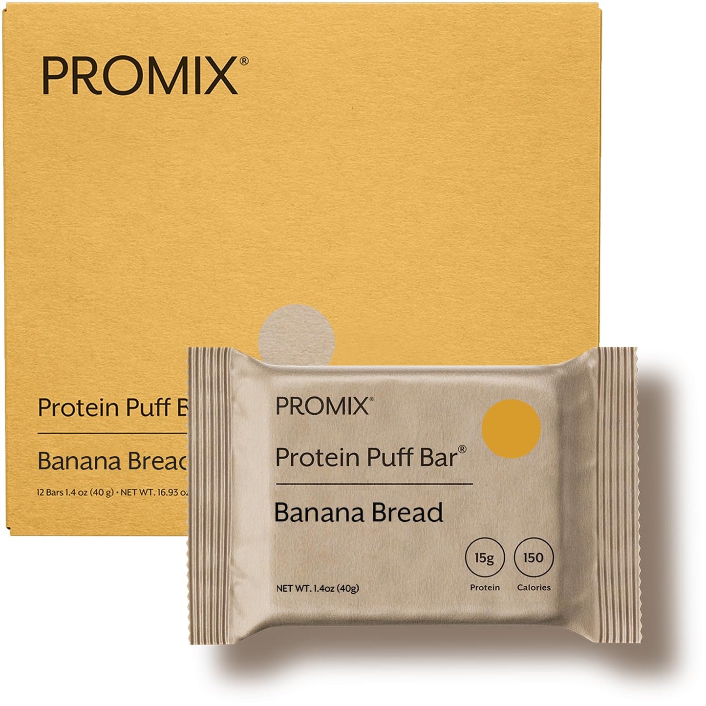 Promix Protein Puff Bars, 12-Pack - Banana Bread - Marshmallow Crispy Treat - Great Tasting & Healthy On The Go Snack - High Protein & Low Calorie - Non-GMO & Free From Gluten, Soy, & Corn