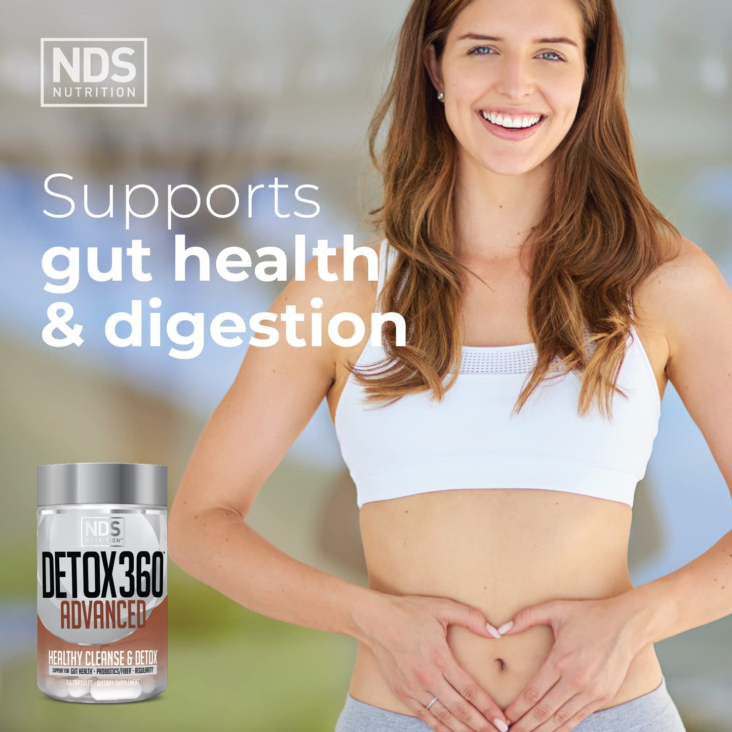 NDS Nutrition Detox 360 Advanced - Complete Cleanse & Detox with Probiotics & Fiber to Support Gut Health & Wellness, Bowel Movements, Regularity & Digestive Function & Remove Toxins (60 Capsules)