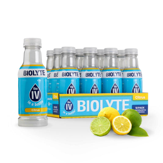 BIOLYTE Electrolyte Drink - Hydration Drink, Medical-Grade Flavored Water with Electrolytes, Sports Drinks, Liquid Energy & Rehydration, IV in a Bottle - Citrus, 16 Fl Oz (12 Pack)