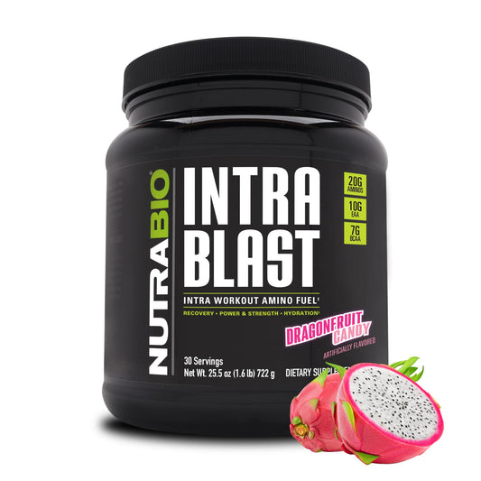 NutraBio Intra Blast BCAA EAA Electrolyte and Hydration Powder - Amino Acid Supplement, EAA/BCAA Powder - Non-GMO and Gluten Free - Dragonfruit Candy - 30 Servings