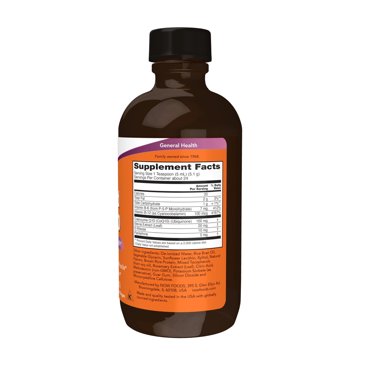 NOW Supplements, CoQ10 Liquid, 100 mg per Teaspoon, with Co-enzyme B Vitamins, Sweetened with Xylitol, 4-Ounce