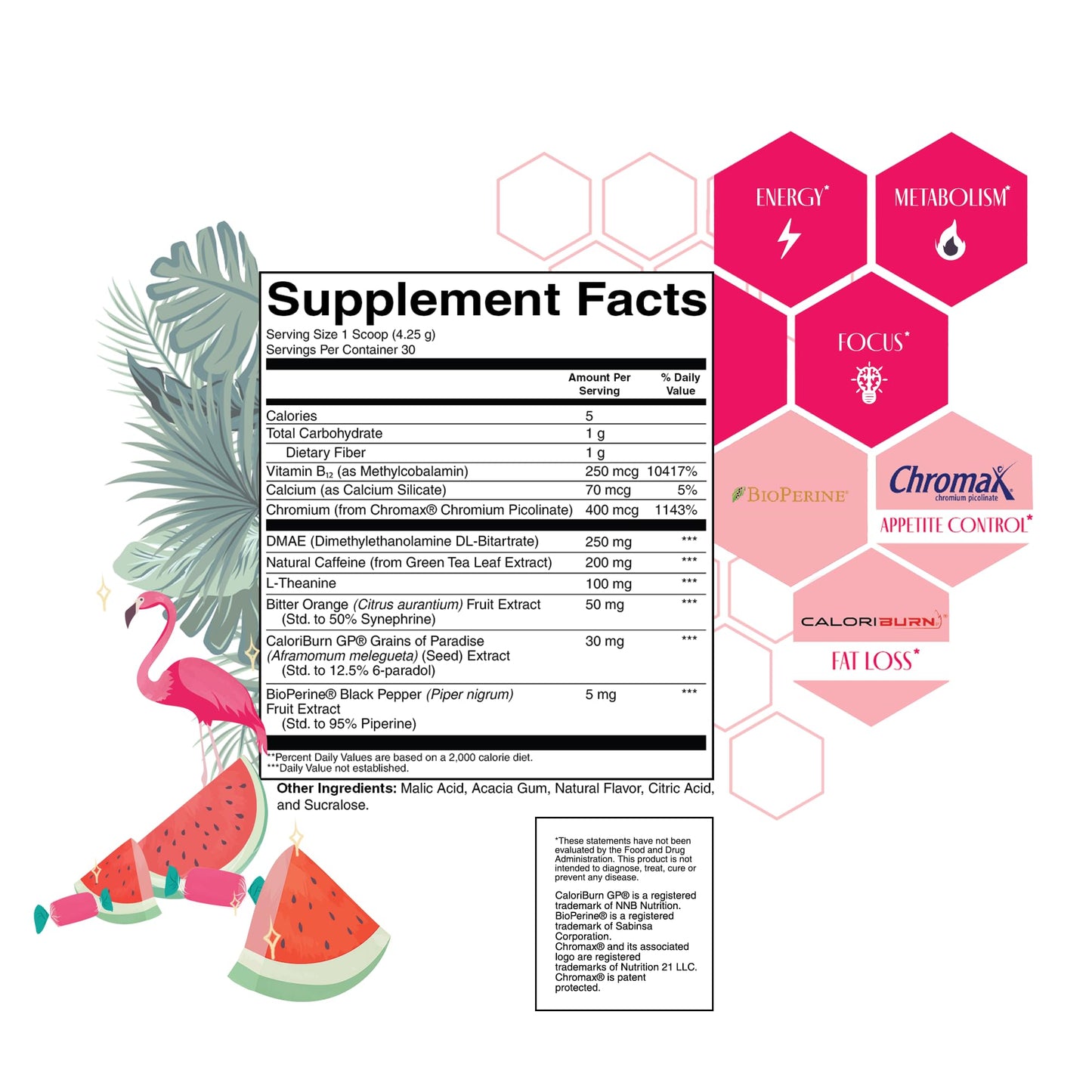 Strong + Sexy Fit, Weight and Diet Support Health Supplement, Workout Drink Powder for Natural Energy, Appetite Control, and Metabolism Support, Supplement for Women, Candied Watermelon Flavor, 30 Svg