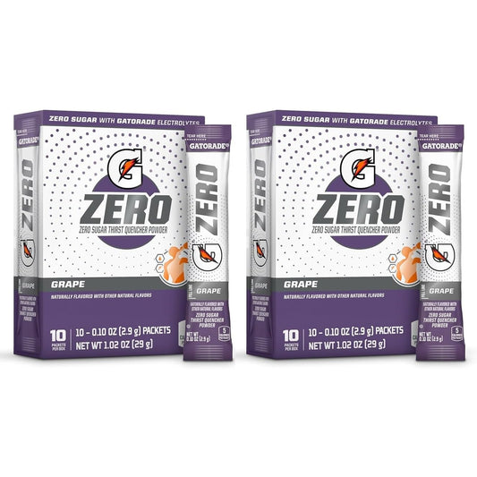 First Leaf G Zero Powder Packets with Electrolytes, Vitamins and No Sugar, 20 Count (Pack of 2) (20 Packets, Grape)
