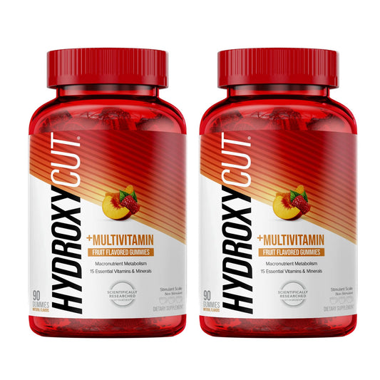 Hydroxycut Gummies (Pack of 2) - 99% Caffeine Free - Metabolize Carbs, Proteins & Fats - Includes 15 Essential Vitamins & Minerals - for Women & Men