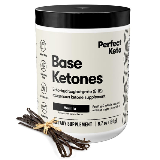 Perfect Keto Exogenous Ketones Powder, BHB Salts Supplement for Ketosis & Fasting, Plus Electrolytes for Hydration, Caffeine Free Energy, Keto Diet, Focus & Workout Support, Vanilla, 6.7 oz
